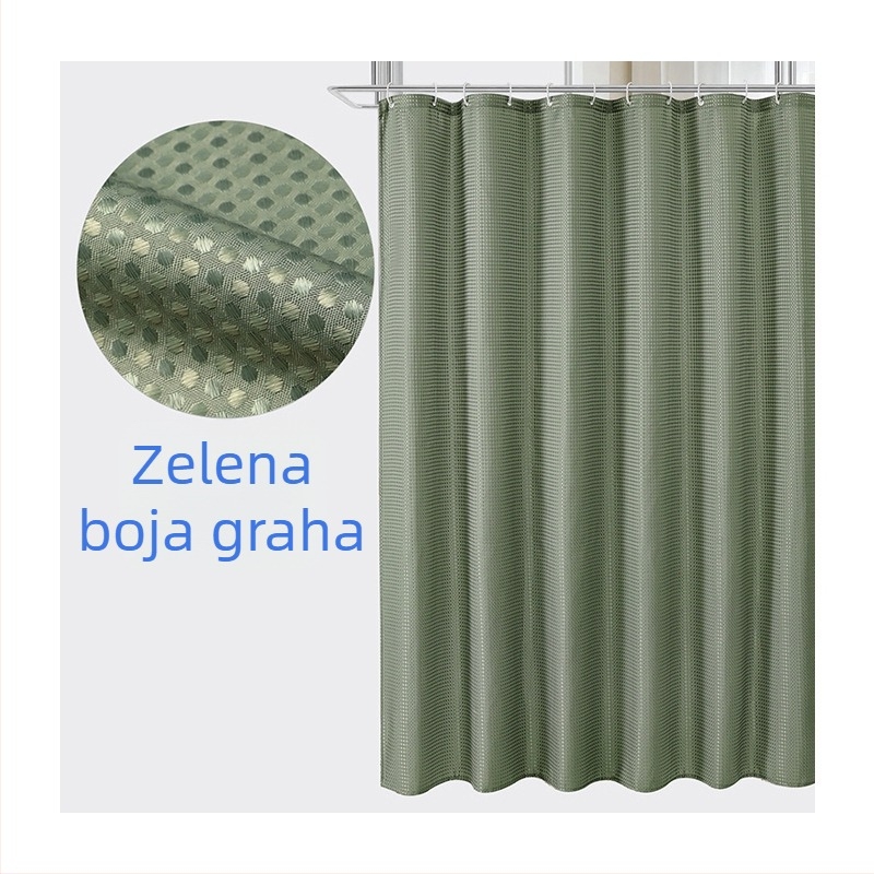 Poliesterska zavjesa za tuširanje s uzorkom waffle, vodootporna i otporna na plijesni, za kupaonicu