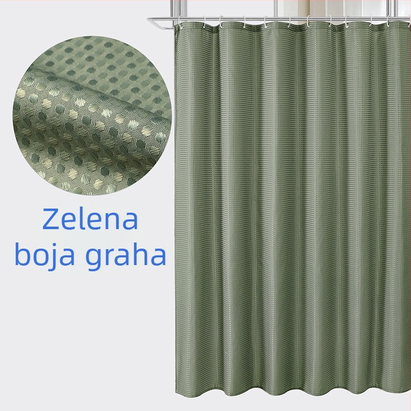 Poliesterska zavjesa za tuširanje s uzorkom waffle, vodootporna i otporna na plijesni, za kupaonicu