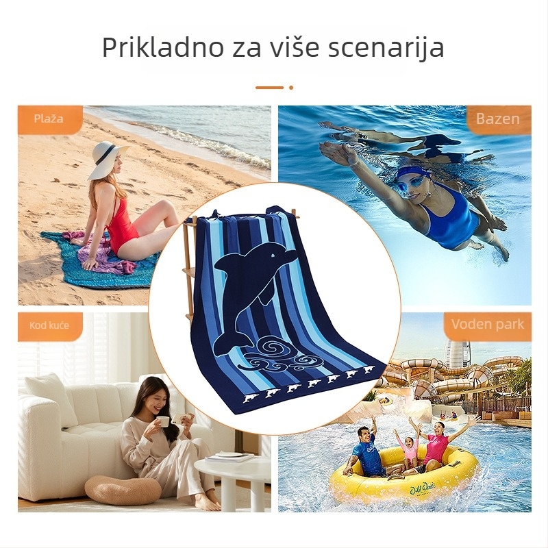 Mikrovlaknasti plažni ručnik - upija vodu, brzo sušenje, reaktivni otisak, 400–500 g, 150D
