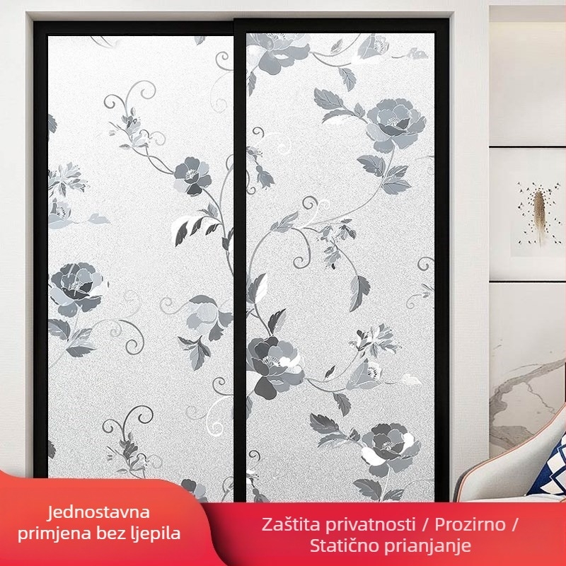 Folia za staklo kupaonice za privatnost, mat učinak, geometrijski uzorak, jedan komad (za kupaonicu)