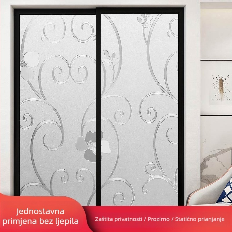 Folia za staklo kupaonice za privatnost, mat učinak, geometrijski uzorak, jedan komad (za kupaonicu)