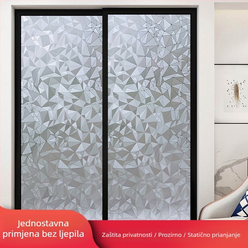Folia za staklo kupaonice za privatnost, mat učinak, geometrijski uzorak, jedan komad (za kupaonicu)