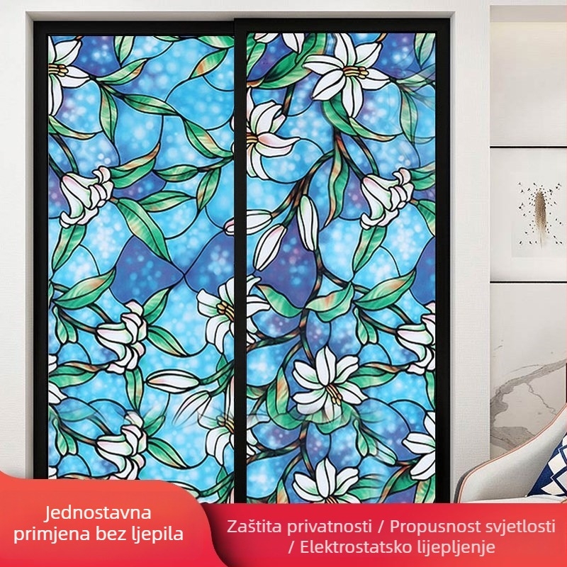 Folia za staklo kupaonice za privatnost, mat učinak, geometrijski uzorak, jedan komad (za kupaonicu)