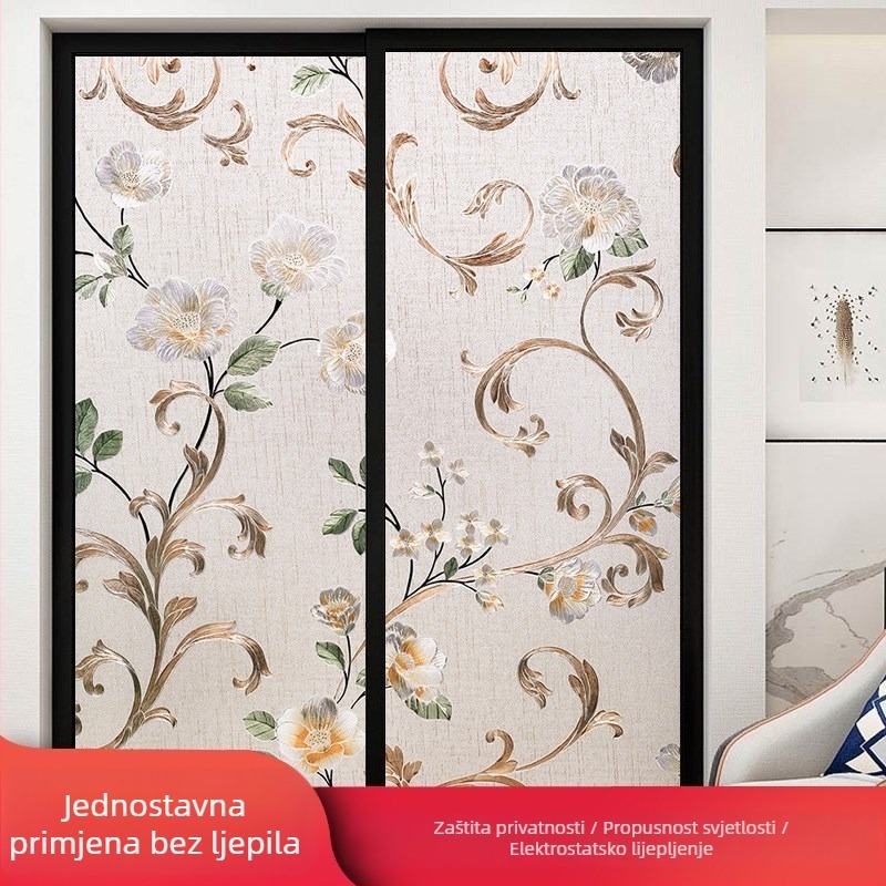 Folia za staklo kupaonice za privatnost, mat učinak, geometrijski uzorak, jedan komad (za kupaonicu)