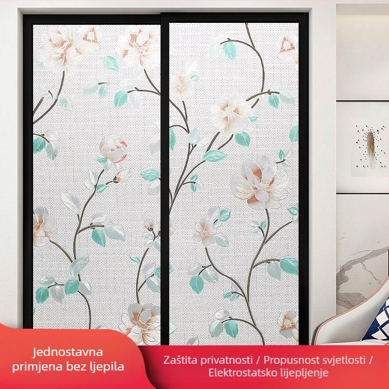 Folia za staklo kupaonice za privatnost, mat učinak, geometrijski uzorak, jedan komad (za kupaonicu)