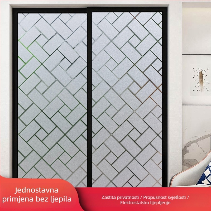 Folia za staklo kupaonice za privatnost, mat učinak, geometrijski uzorak, jedan komad (za kupaonicu)