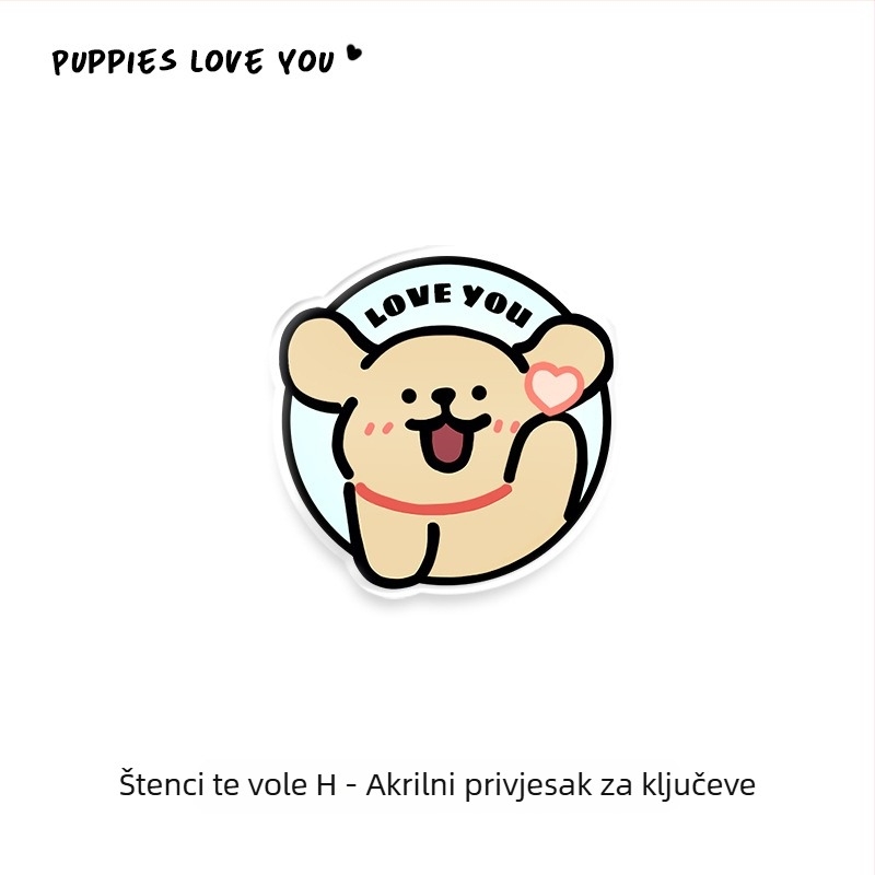 Akrilna ručka za ormar bez bušenja, s dvostrano ljeplivom trakom, motiv štene u konturi