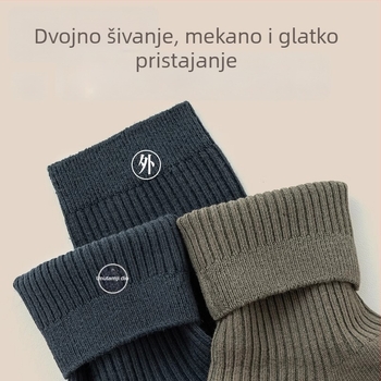 Muške čarape od pamuka, srednje dužine, protiv klizanja, upijaju znoj i smanjuju miris (90–95% pamuk; srednja visina noge; dvostruka pletena konstrukcija)