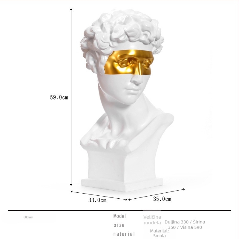 Davidova glava skulptura, nordijski dizajn, stolna skulptura za dnevni boravak - Marka: Top ten home furnishings; Materijal: Smola; Obrada i prilagodba: Ne; Umjetnost: Drugo
