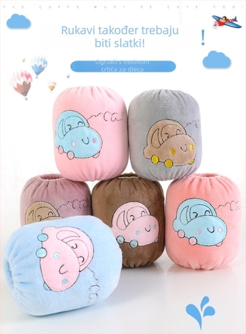 Dječji zaštitni rukavi protiv prljavštine, unisex, s flis podstavom, cartoon stil, prikladni za zimu, proljeće i jesen