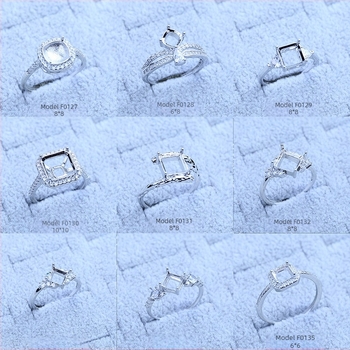 Držač za prsten S925 s preplatom, pahulja snježne - Moissanit i Zircon, bakreni geometrijski prikaz