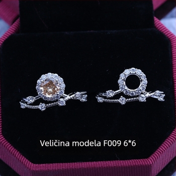 Držač za prsten S925 s preplatom, pahulja snježne - Moissanit i Zircon, bakreni geometrijski prikaz