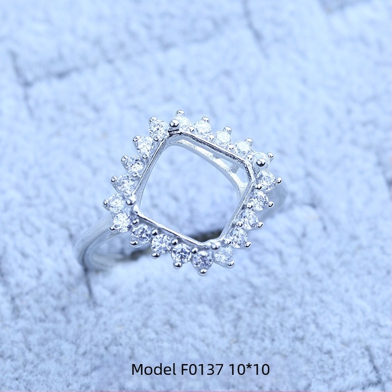 Držač za prsten S925 s preplatom, pahulja snježne - Moissanit i Zircon, bakreni geometrijski prikaz