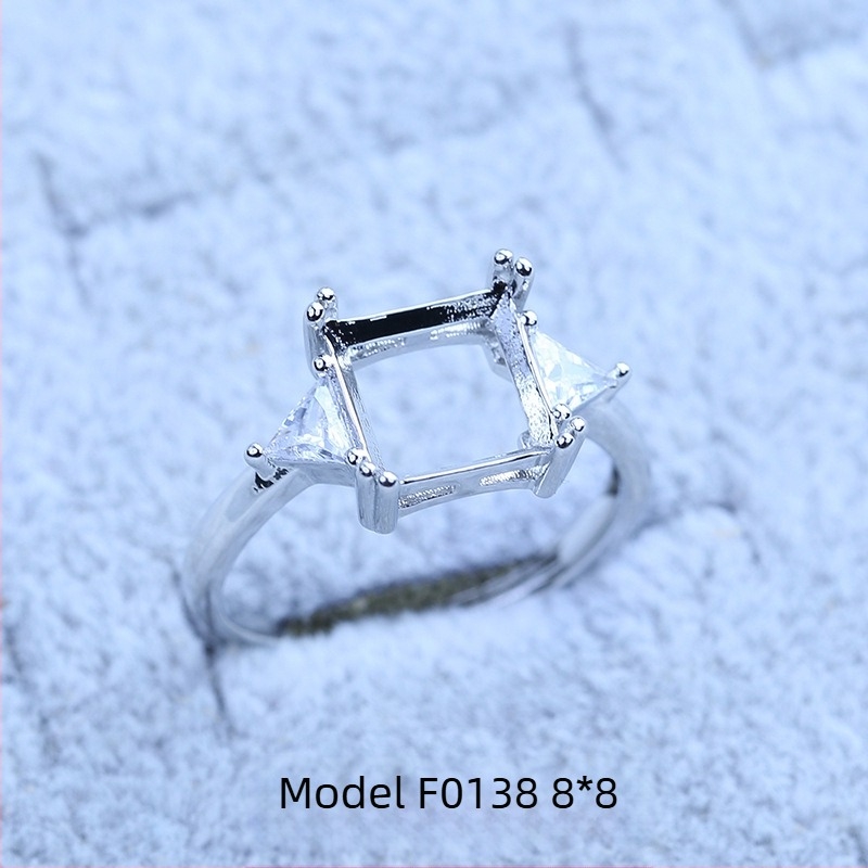 Držač za prsten S925 s preplatom, pahulja snježne - Moissanit i Zircon, bakreni geometrijski prikaz