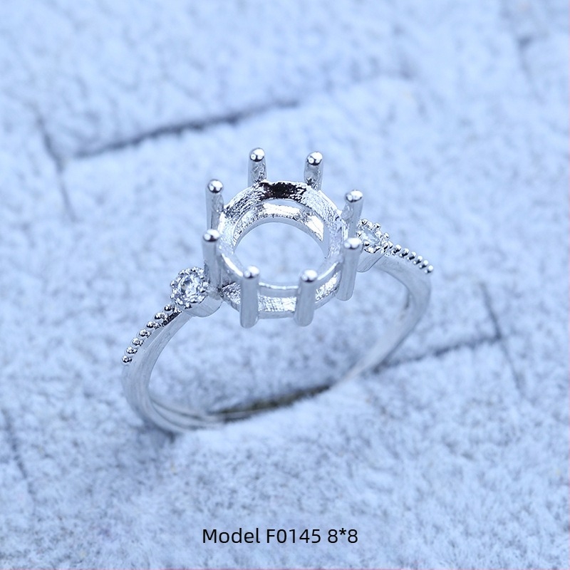 Držač za prsten S925 s preplatom, pahulja snježne - Moissanit i Zircon, bakreni geometrijski prikaz