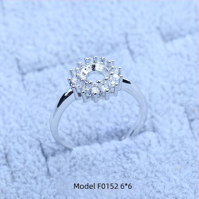 Držač za prsten S925 s preplatom, pahulja snježne - Moissanit i Zircon, bakreni geometrijski prikaz