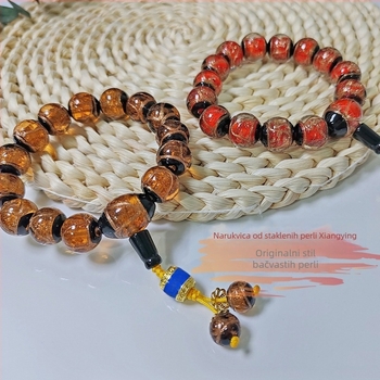 Etnički stakleni narukvica set, ručna izrada, 14 komada, unisex dodatak