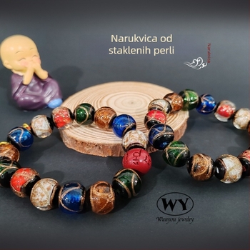 Etnički stakleni narukvica set, ručna izrada, 14 komada, unisex dodatak