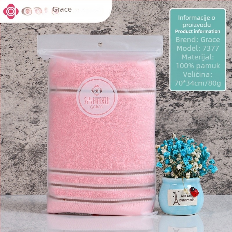 Jie Liya ručnik za lice od 100% pamuka, jednostavno tkanje, 80–100 g, ušiven logo