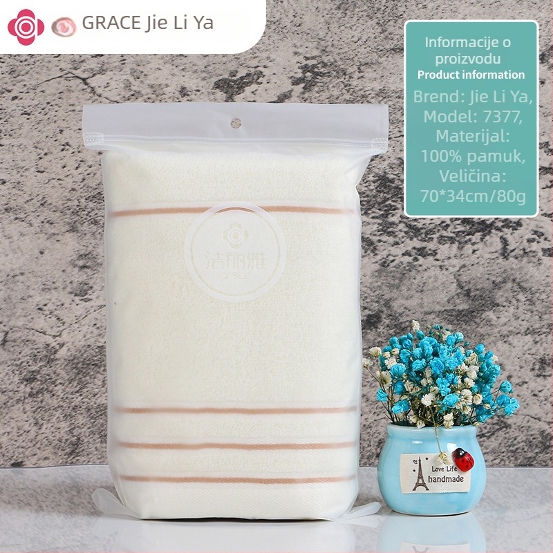 Jie Liya ručnik za lice od 100% pamuka, jednostavno tkanje, 80–100 g, ušiven logo