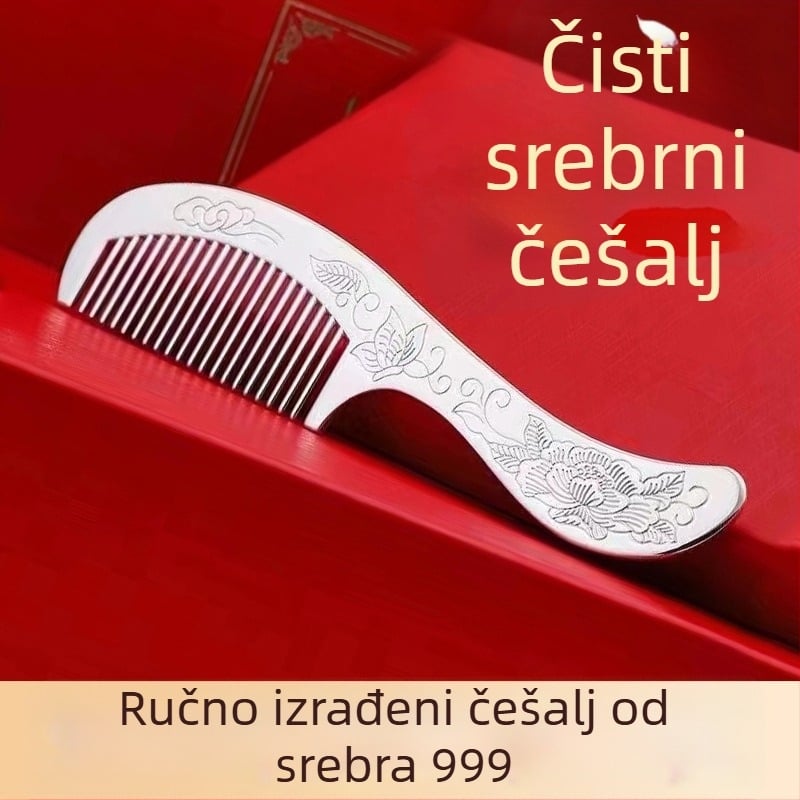 Grebena za kosu od S999 čistog srebra, cvjetnog oblika, ručna izrada, dodaci za kosu