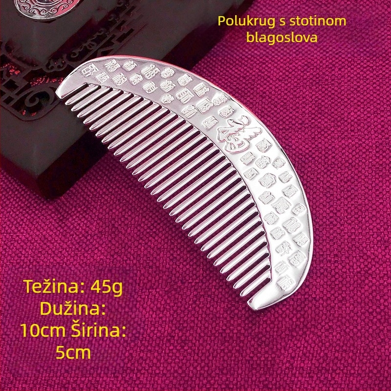 Grebena za kosu od S999 čistog srebra, cvjetnog oblika, ručna izrada, dodaci za kosu