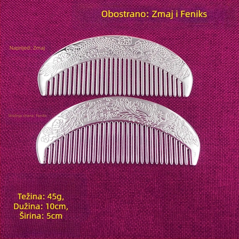Grebena za kosu od S999 čistog srebra, cvjetnog oblika, ručna izrada, dodaci za kosu