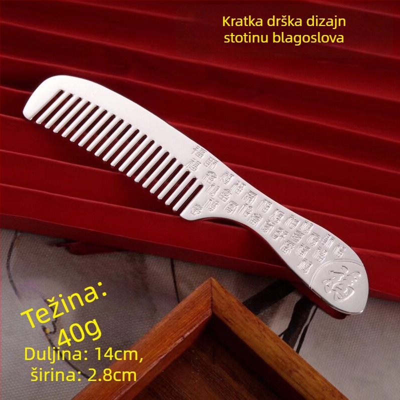 Grebena za kosu od S999 čistog srebra, cvjetnog oblika, ručna izrada, dodaci za kosu