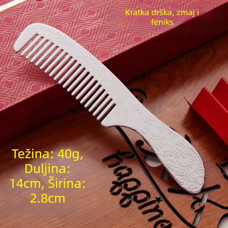 Grebena za kosu od S999 čistog srebra, cvjetnog oblika, ručna izrada, dodaci za kosu