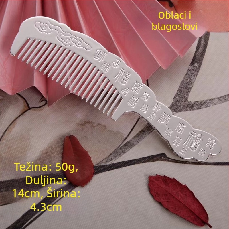 Grebena za kosu od S999 čistog srebra, cvjetnog oblika, ručna izrada, dodaci za kosu