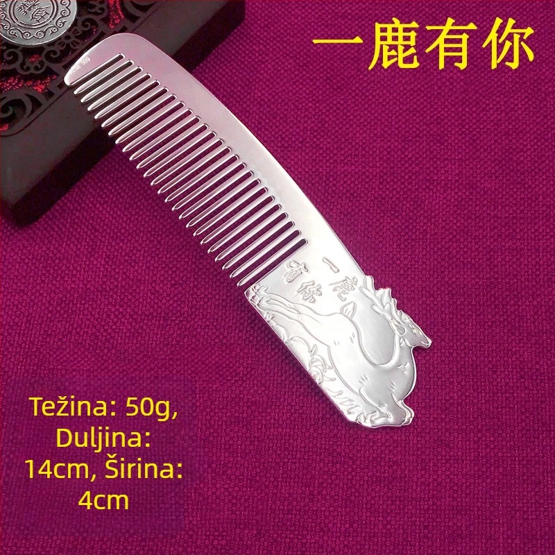 Grebena za kosu od S999 čistog srebra, cvjetnog oblika, ručna izrada, dodaci za kosu