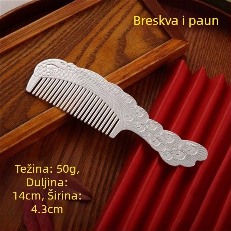 Grebena za kosu od S999 čistog srebra, cvjetnog oblika, ručna izrada, dodaci za kosu