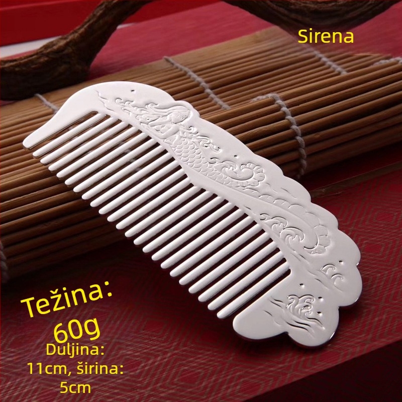 Grebena za kosu od S999 čistog srebra, cvjetnog oblika, ručna izrada, dodaci za kosu