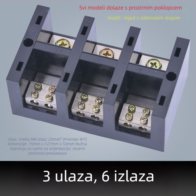 Visoko snaga terminal blok 380V, 4 ulaza i 16 izlaza, trifazni četverovodični razvodnik, 300A