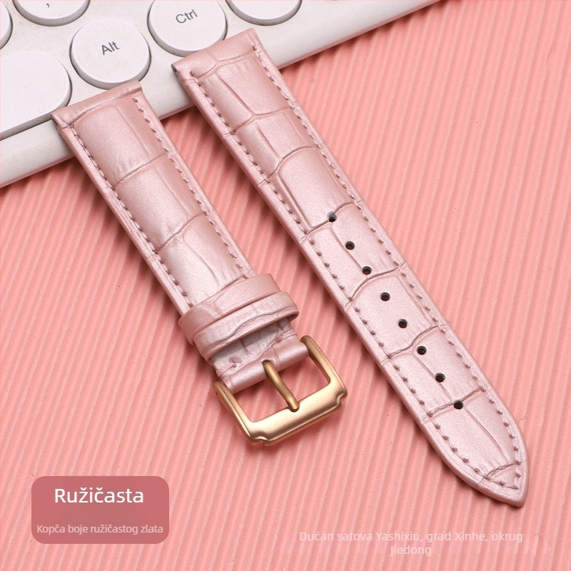 Remen za sat od prave kože, teleća koža, kopča s pin sponom, unisex