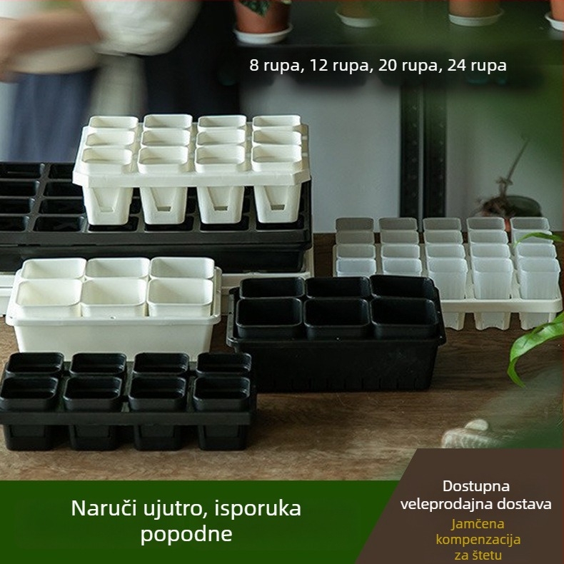 Tava za rasad s nosačem, prozračna, izdržljiva, plastična injekcijskog oblikovanja, opcije s 8/12/20/24 rupa