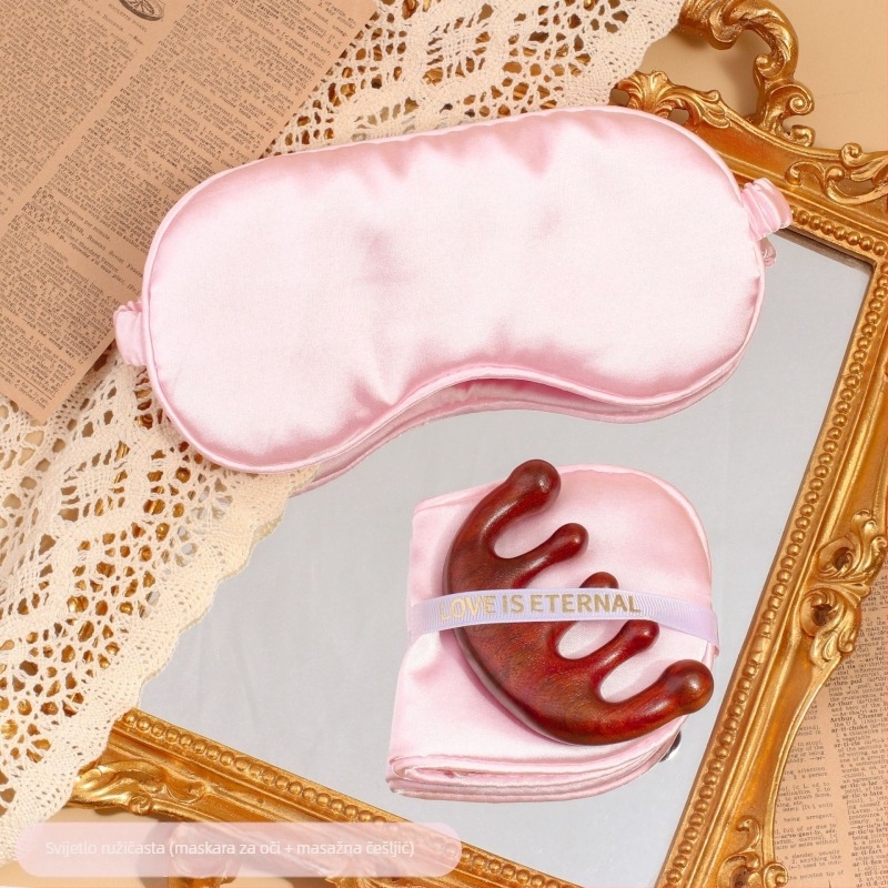 Poklon set: maska za oči od sintetičke svile i češalj s pet zubi, u torbi, CX branda, svadbeni dar