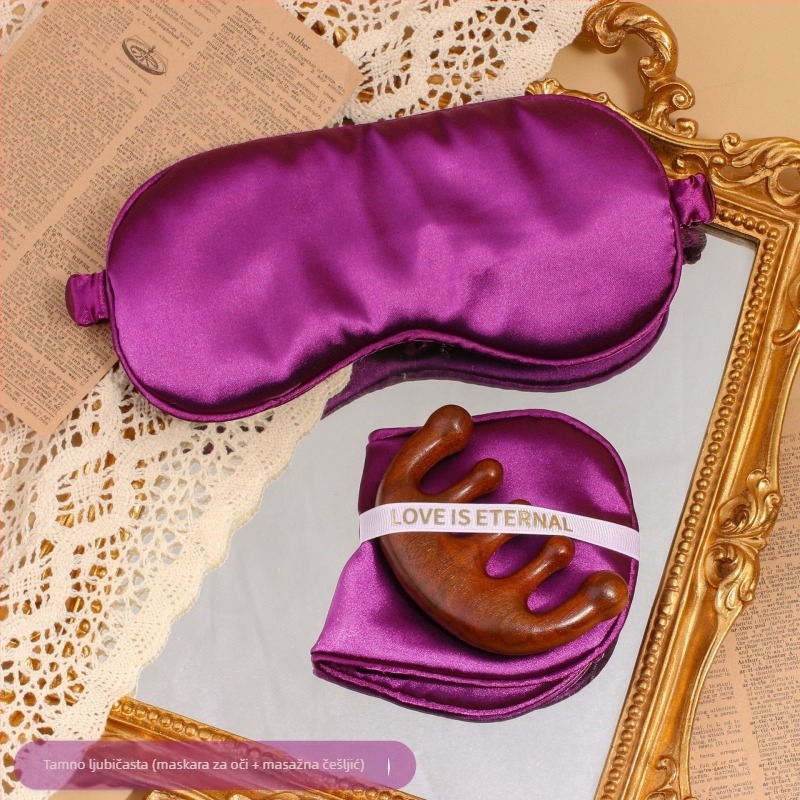 Poklon set: maska za oči od sintetičke svile i češalj s pet zubi, u torbi, CX branda, svadbeni dar