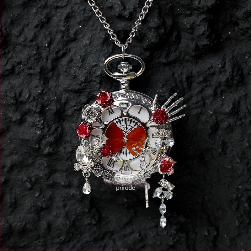 Džepni sat s leptirima – pokretni pravi primjerak leptira, dar za djevojke i prijateljice (Elektronički pogon; vodootpornost 35m; kućište od silikona; okrugli brojčanik; ABS staklo)