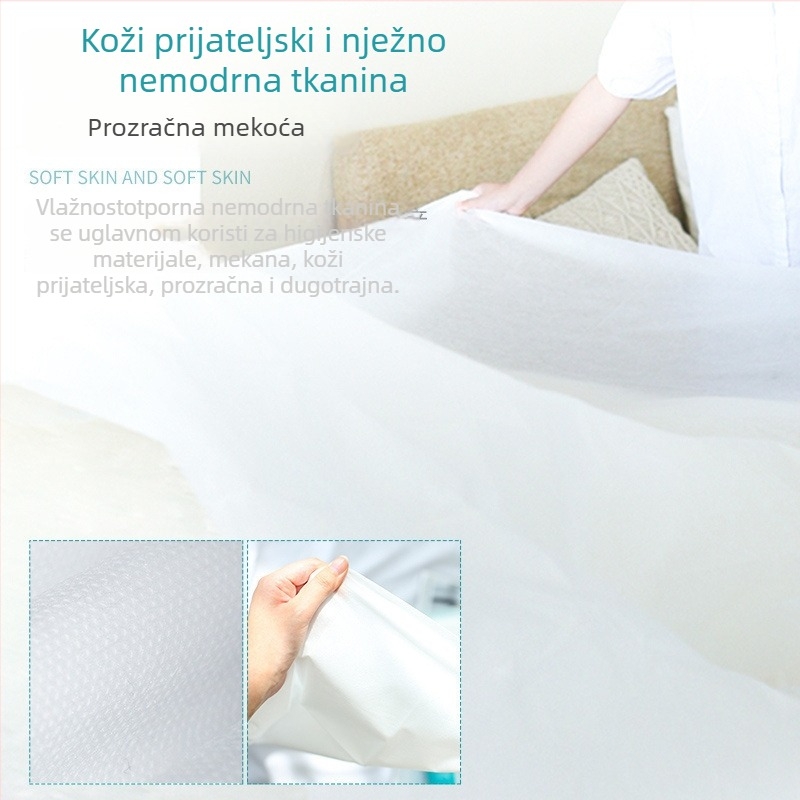 Putnički jednorazni set posteljine — 4 dijela, netkano vlakno, uključuje plahte, navlaku za pokrivač i jastučnice