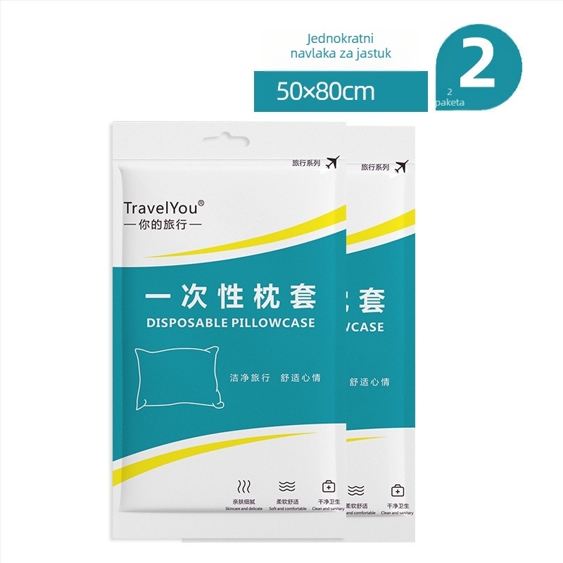 Putnički jednorazni set posteljine — 4 dijela, netkano vlakno, uključuje plahte, navlaku za pokrivač i jastučnice