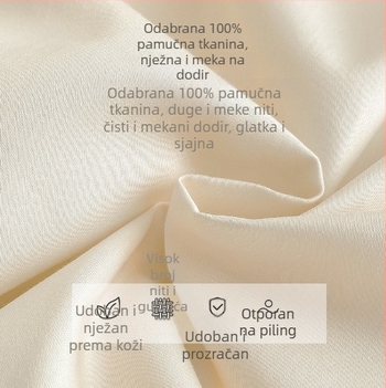 4-dijelni set posteljine od 100% pamuka — lagani luksuz, navlaka za pokrivač, plahte, navlaka za jastuke; strojno pranje