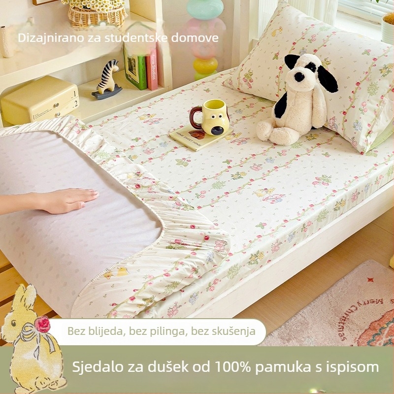 Nine-Flowered Rabbit gumirana plahte od 100% pamuka za 1,8 m studentski dom – moderan minimalistički uzorak biljaka