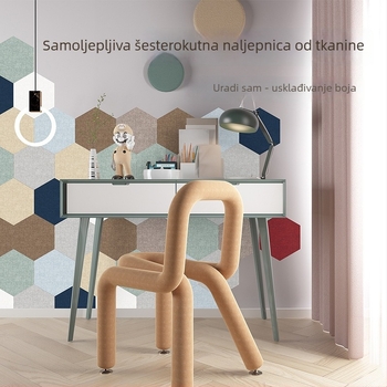 Šesterokutni tekstilni samoljepljivi zidni ukras za pozadinu blagovaonice i spavaće sobe, otporan na plijesan, otporan na udarce, 3D mekani zidni panel