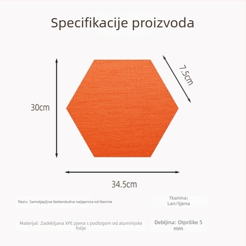Šesterokutni tekstilni samoljepljivi zidni ukras za pozadinu blagovaonice i spavaće sobe, otporan na plijesan, otporan na udarce, 3D mekani zidni panel