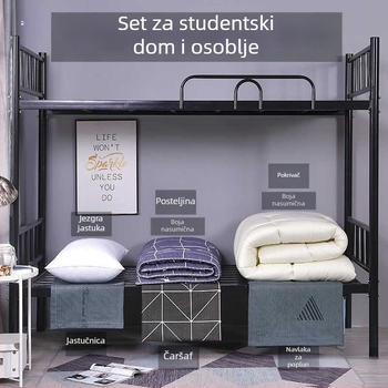 Četverodjelni set posteljine za studentski dom: navlaka za pokrivač, pokrivač, plahta i navlake za jastuke, sintetičko vlakno, uzorak crtanog filma, za sve sezone