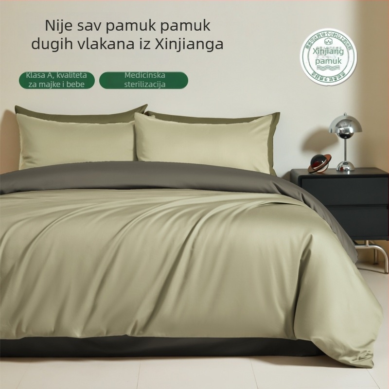 Premium dojam, 120‑vlatnog pamuka, četverodjelni set posteljine, pamuk klase A, plahte i navlaka za jorgan, 100% pamuk.