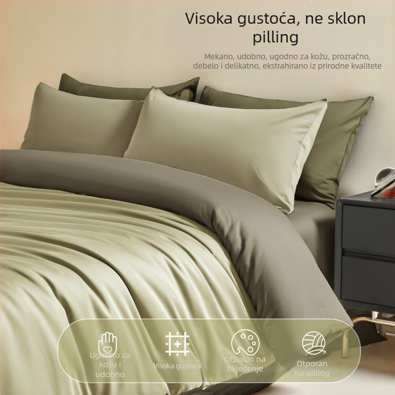 Premium dojam, 120‑vlatnog pamuka, četverodjelni set posteljine, pamuk klase A, plahte i navlaka za jorgan, 100% pamuk.