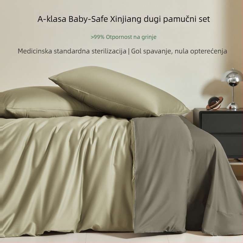 Premium dojam, 120‑vlatnog pamuka, četverodjelni set posteljine, pamuk klase A, plahte i navlaka za jorgan, 100% pamuk.