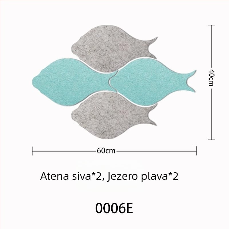 Trodimenzionalna filc naljepnica za zid s ribom | Poliester vlakno; Otporno na vlagu; Zaštita od prljavštine; Moderni minimalistički stil; 1 komad; Pogodno za dnevni boravak i spavaću sobu